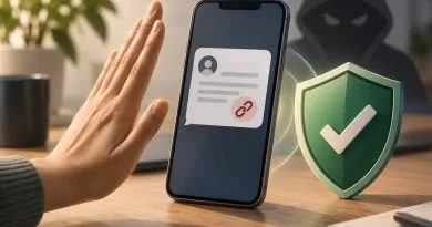 Подозрительное сообщение на смартфоне и защитный щит